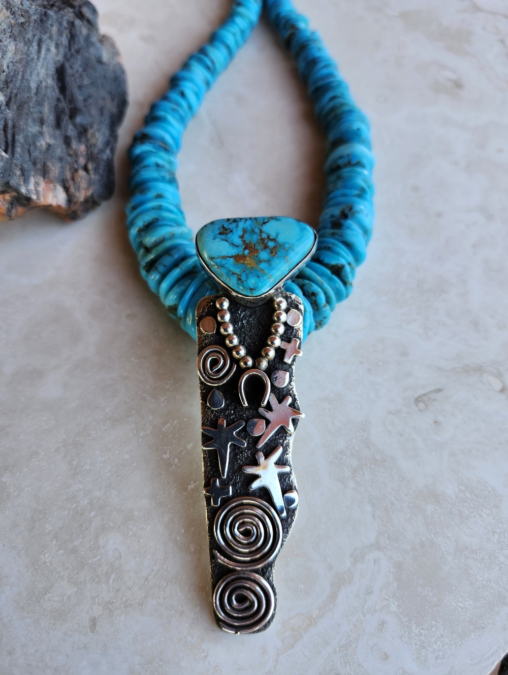 Sterling Silver Navajo Alex Sanchez Statement Necklace - Picture 9 of 17